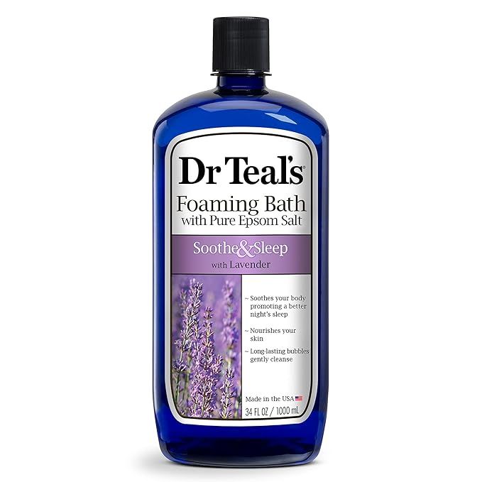 Dr Teal’s Foaming Bath with Pure Epsom Salt, Soothe & Sleep with Lavender, 34 fl oz, Purple | Amazon (US)