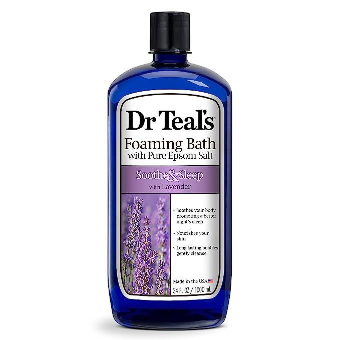 Dr Teal’s Foaming Bath with Pure Epsom Salt, Soothe & Sleep with Lavender, 34 fl oz, Purple | Amazon (US)