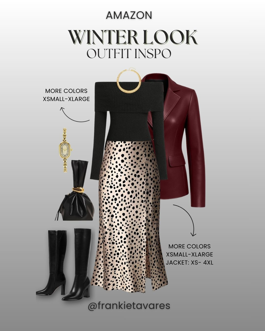 Loving this Amazon winter look! Perfect for parties, date nights, or holiday dinners. Luxe vibes, budget friendly. 💋🖤
#AmazonFashion #WinterStyle #WinterOutfitInspo #AmazonFinds #OutfitIdeas #HolidayOutfits #FashionDeals #LookForLess
#frankietavares

 

#LTKMidsize #LTKootd #LTKOver40