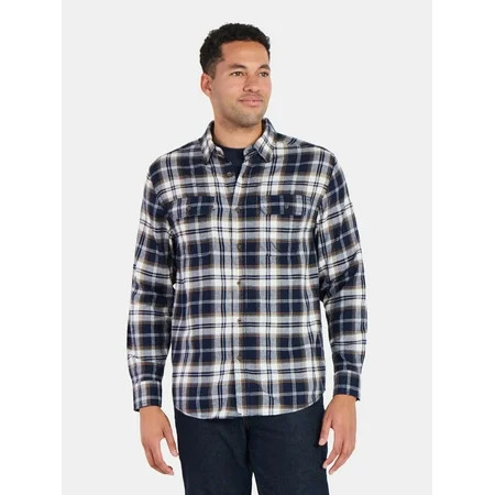 George Men's and Big Men's Double Pocket Flannel Shirt, Sizes XS-3XLT | Walmart (US)