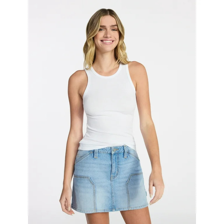 No Boundaries Ribbed High Neck Tank Top, Women's XXS-XXL | Walmart (US)