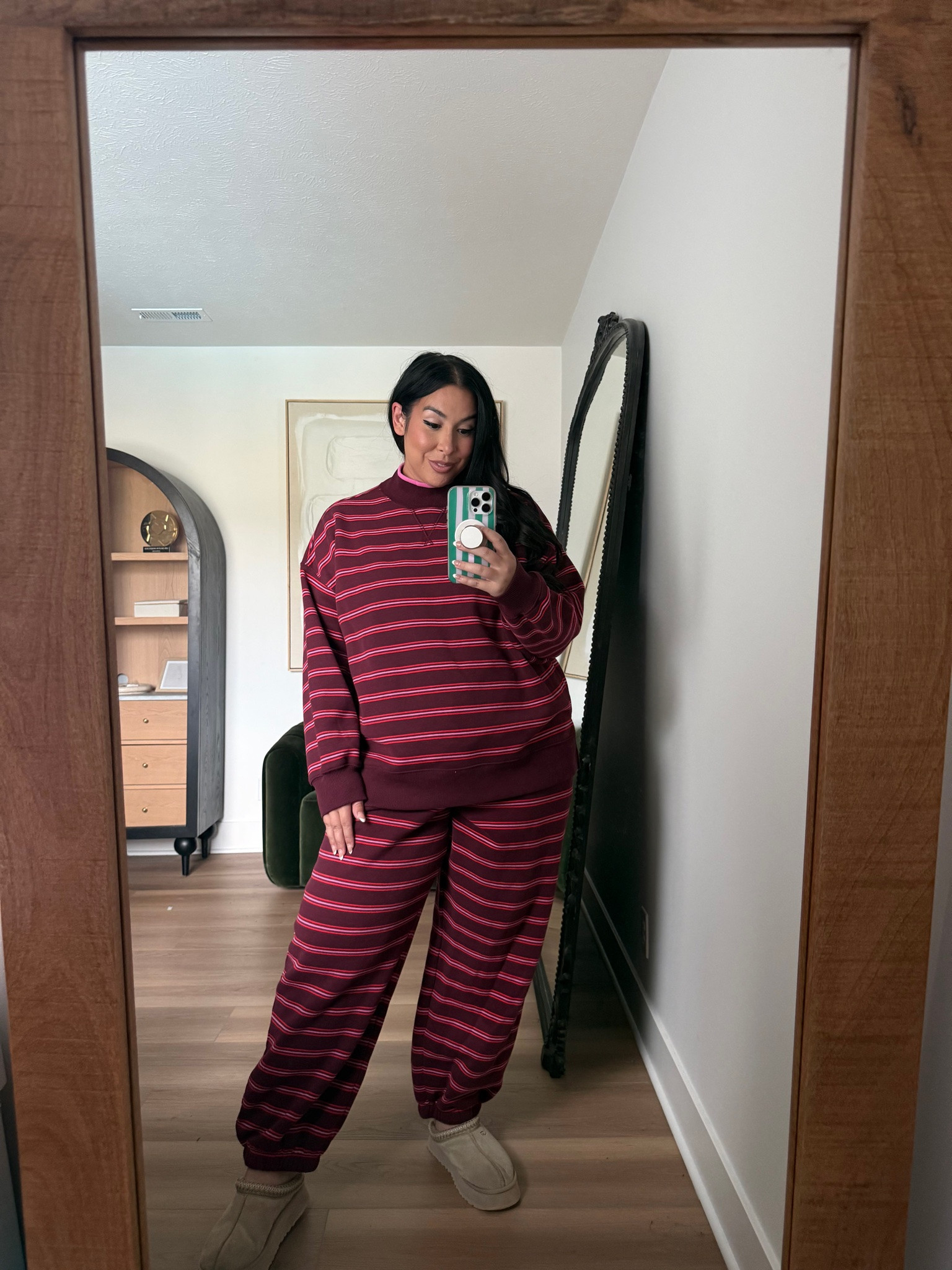 Loving these stripes for fall! So comfy wearing a large in the top, XL in the pants! american eagle, fall style, fall outfits, fall fashion, midsize friendly, curvy 

 #LTKSeasonal #LTKMidsize