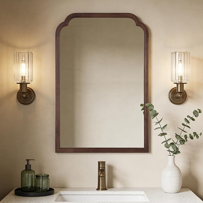 Wooden Framed Wall Mirror, Natural Wood Bathroom Vanity Mirror for Entryway, Living Room or Bedro... | Amazon (US)