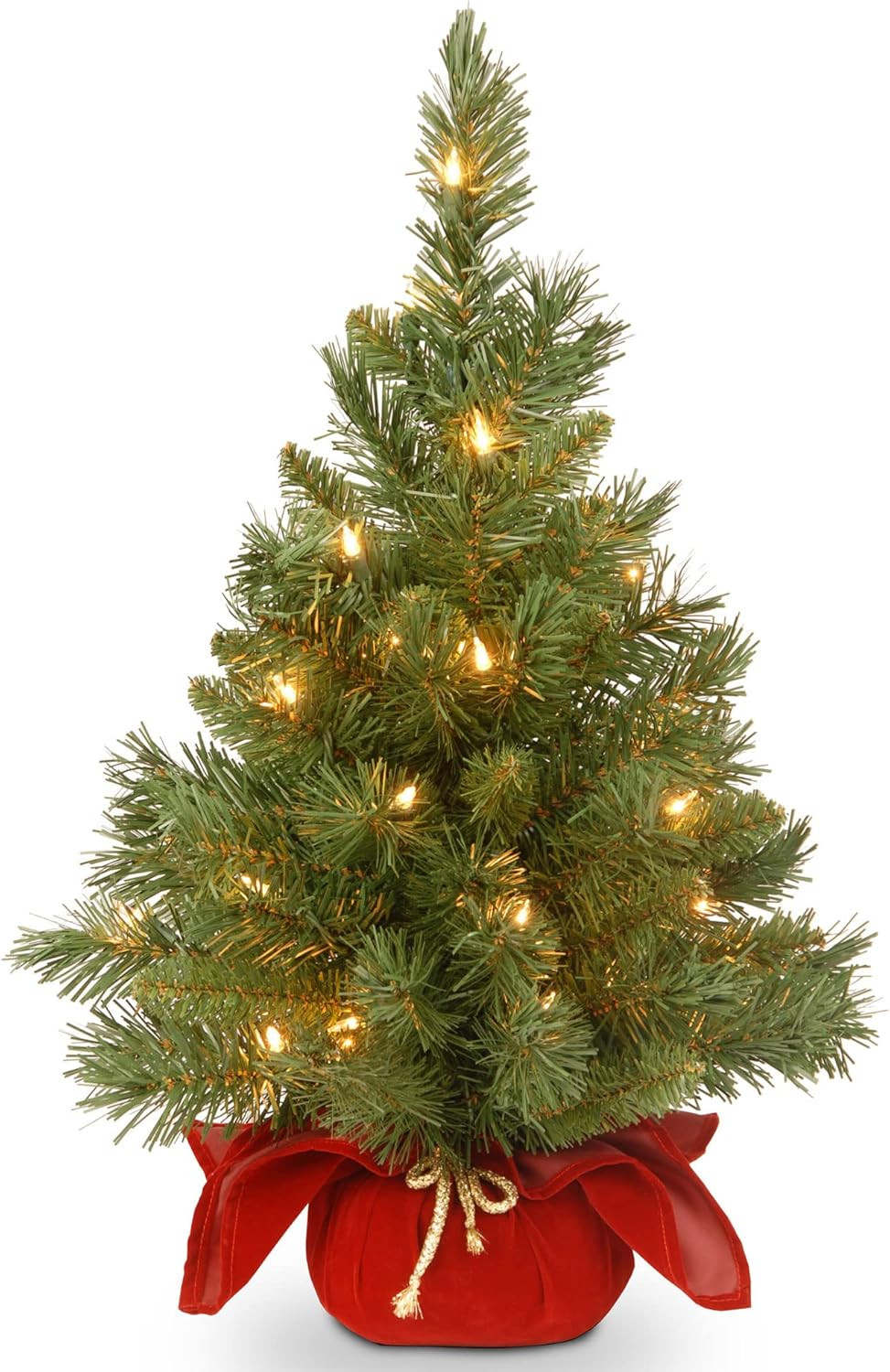 National Tree Company Pre-lit Artificial Mini Christmas Tree | Includes Small Lights and Cloth Ba... | Amazon (US)