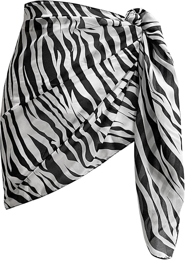 Women Short Sarong Beach Cover up Skirt Chiffon Swimsuit Sarongs Wrap | Amazon (US)