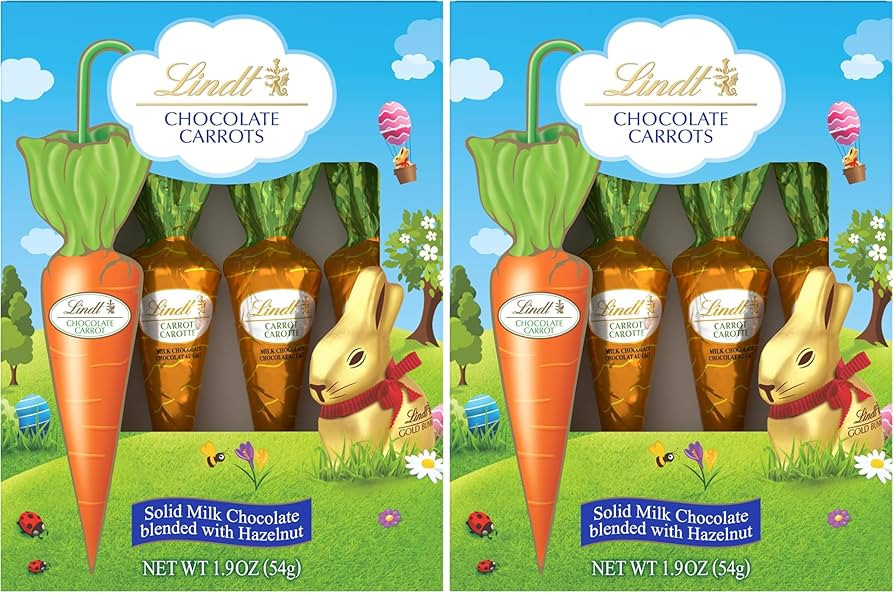 Lindt Chocolate Carrots, Solid Milk Chocolate Easter Candy Blended with Hazelnut, 1.9 Oz Box (Pac... | Amazon (US)
