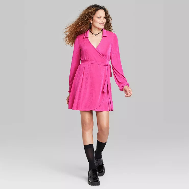 Women's Balloon Long Sleeve Wrap Dress - Wild Fable™ | Target