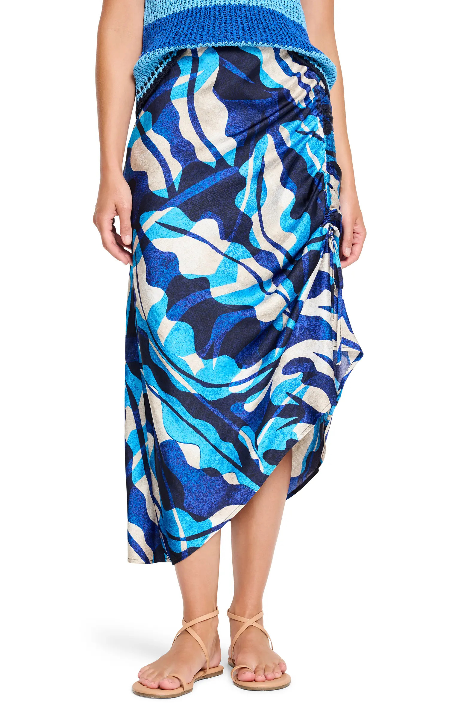 NIC+ZOE Aqua Surf Asymmetric Side Ruched Skirt | Nordstrom | Nordstrom