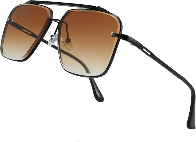 FEISEDY Sunglasses, Fashion Square Pilot Sunglasses, Vintage Metal Gradient Glasses for Men and W... | Amazon (US)