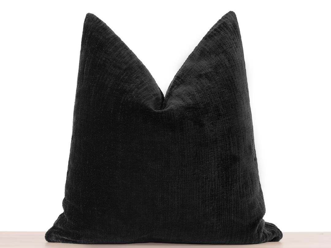 Black Textured Pillow Cover Black Euro Sham Cover Black - Etsy | Etsy (US)