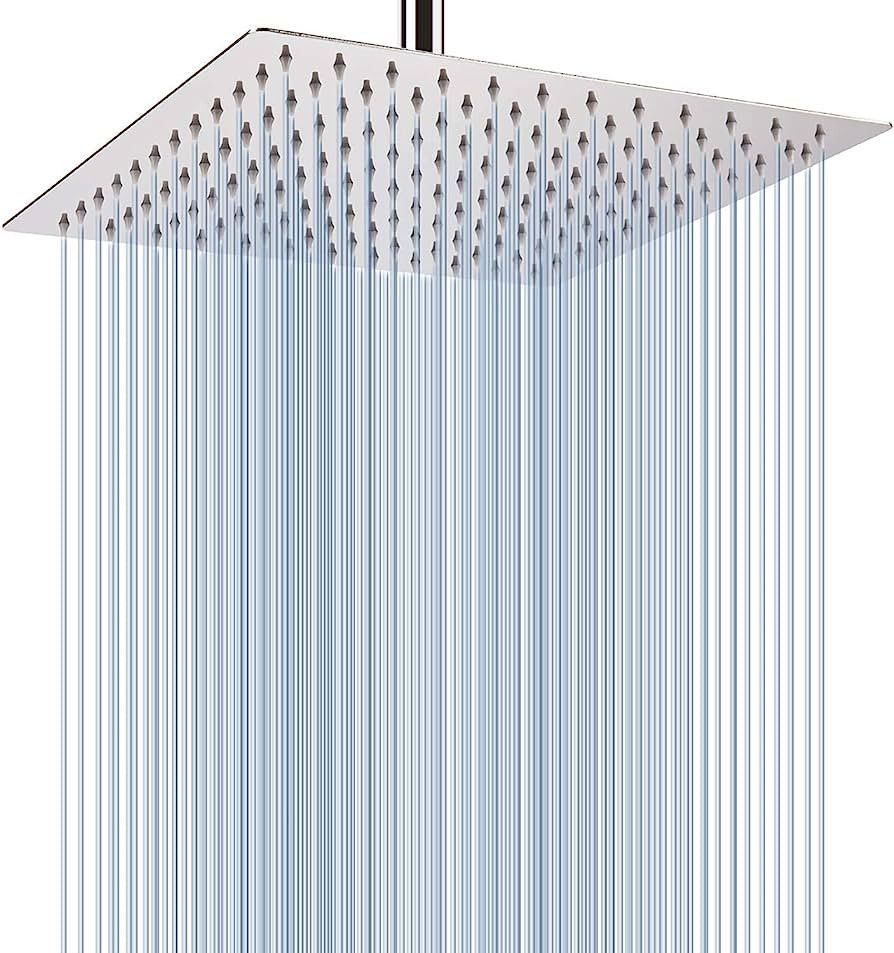 Rain Shower Head - Voolan 12 Inches Large Rainfall Shower Head Made of 304 Stainless Steel - Perf... | Amazon (US)