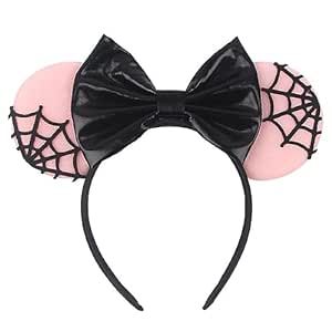 LSHDXD Halloween Mouse Ears Bow Headband Hair Hoop for Women Girls, Glitter Sequin Spider Web Hea... | Amazon (US)