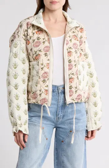 BLANKNYC Bloom Bash Quilted Bomber Jacket in Garden Party at Nordstrom Rack, Size Small | Nordstrom Rack