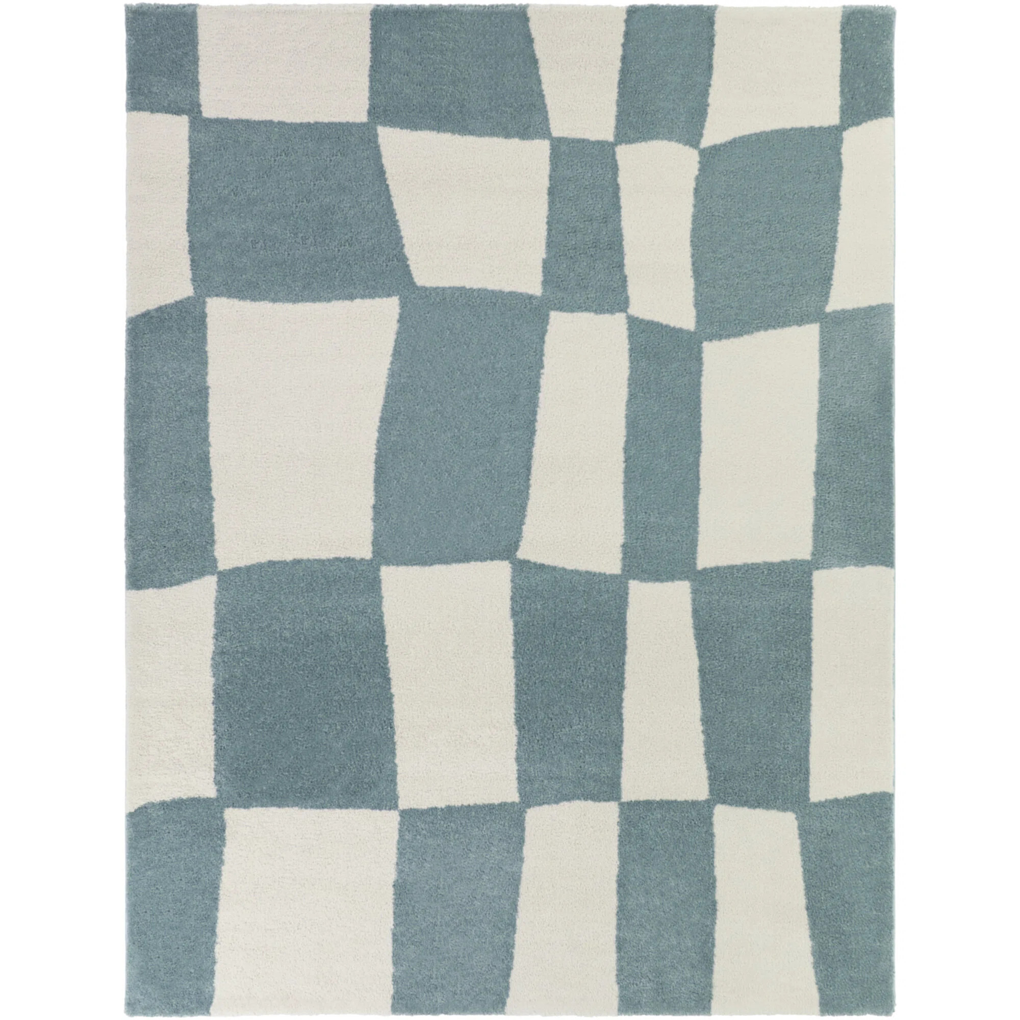 Enyo Light Blue Organic Checkered Area Rug | Wayfair North America