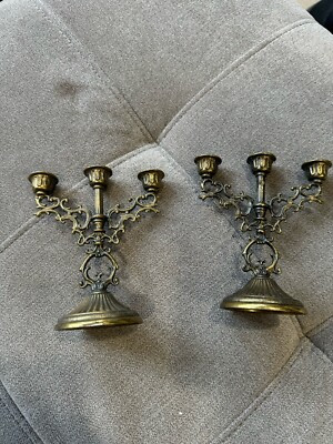 Vintage mini metal candelabra, small Art Nouveau candle holder, 1960s tea coffee  | eBay | eBay US