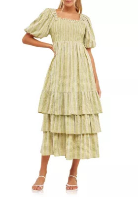 Gingham Striped Multi Tiered Maxi | Belk