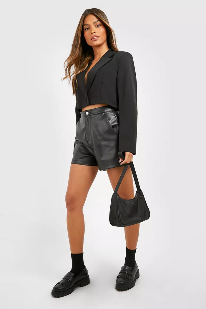 Basic Woven Single Button Crop Blazer | boohoo (US & Canada)