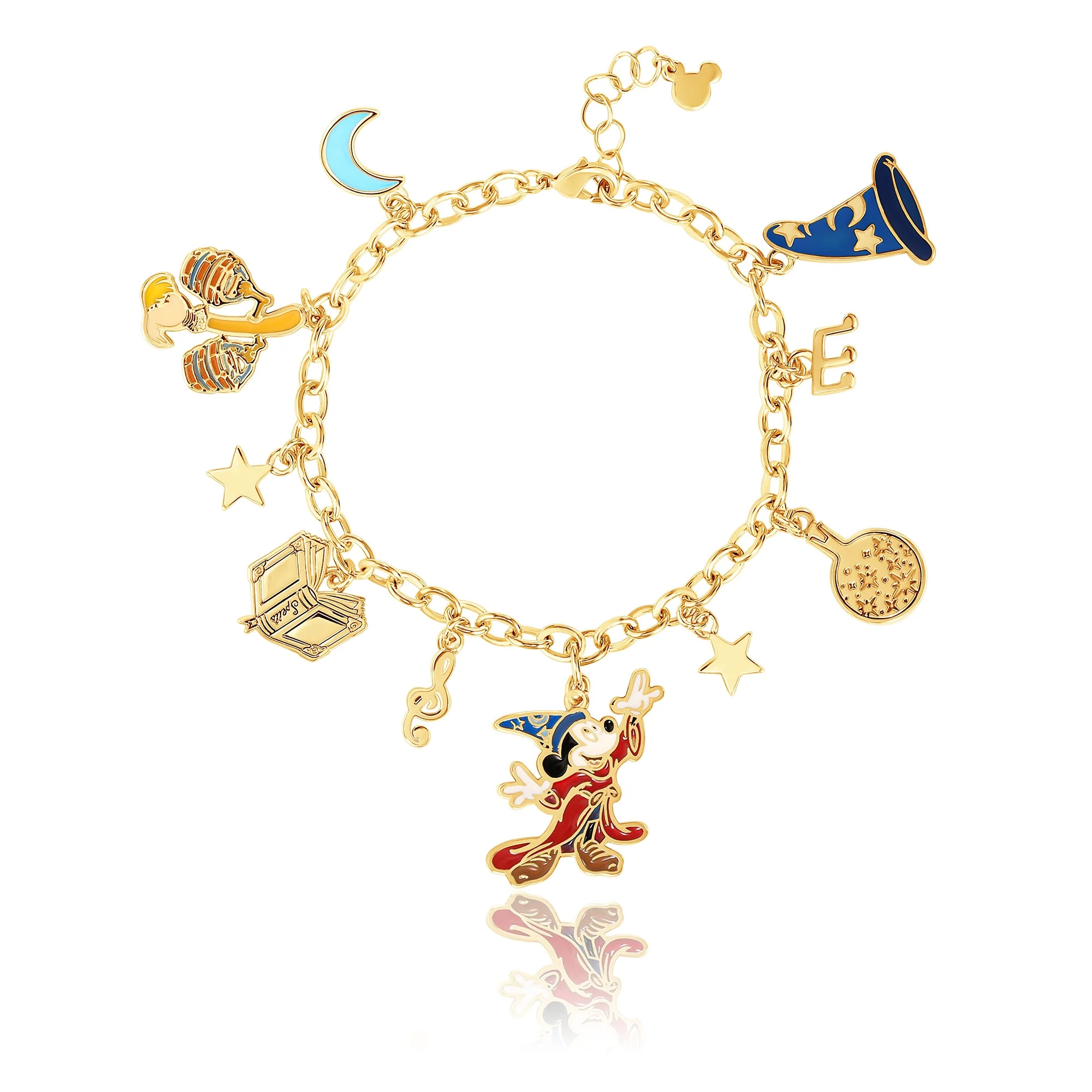 Disney Women's Mickey Mouse Fantasia Gold Plated Charm Bracelet | Walmart (US)