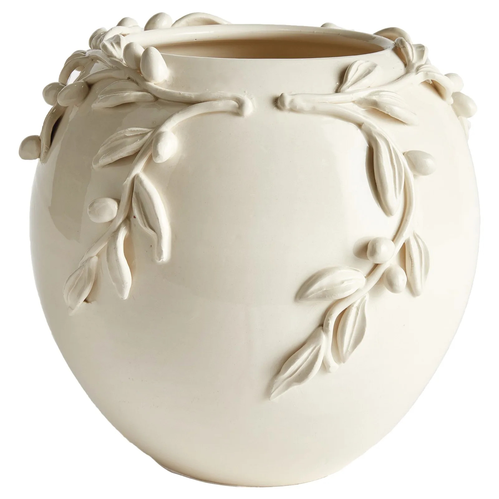 Mantua French Country White Glaze Ceramic Table Vase | Kathy Kuo Home