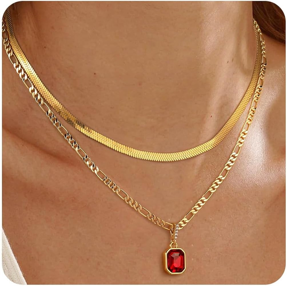 Mesovor Gold Crystal Layered Necklaces for Women 18K Gold Plated Statement Crystal Pendant Neckla... | Amazon (US)