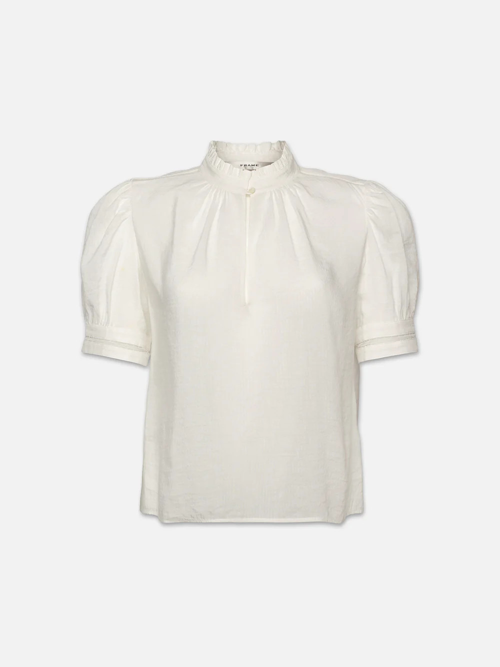 Ruffle Collar Inset Lace Top  in  White | Frame Denim