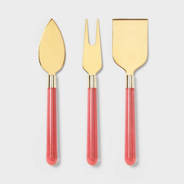 3pc Cheese Knives and Cheese Fork Set Red - Threshold™ | Target