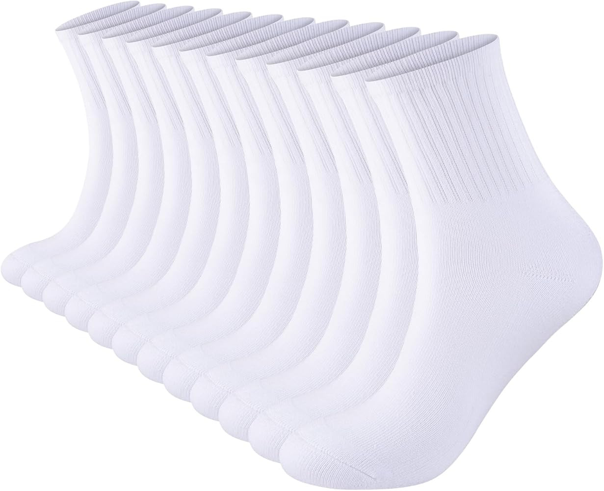 Monxiery Womens Cotton Cushioned Ankle Socks, Athletic Quarter Mini Crew Socks. | Amazon (US)