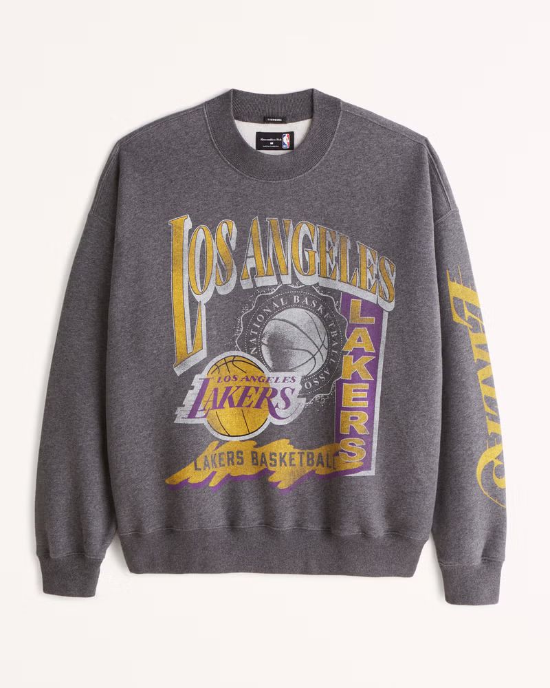 Men's Los Angeles Lakers Graphic Crew Sweatshirt | Men's Tops | Abercrombie.com | Abercrombie & Fitch (US)