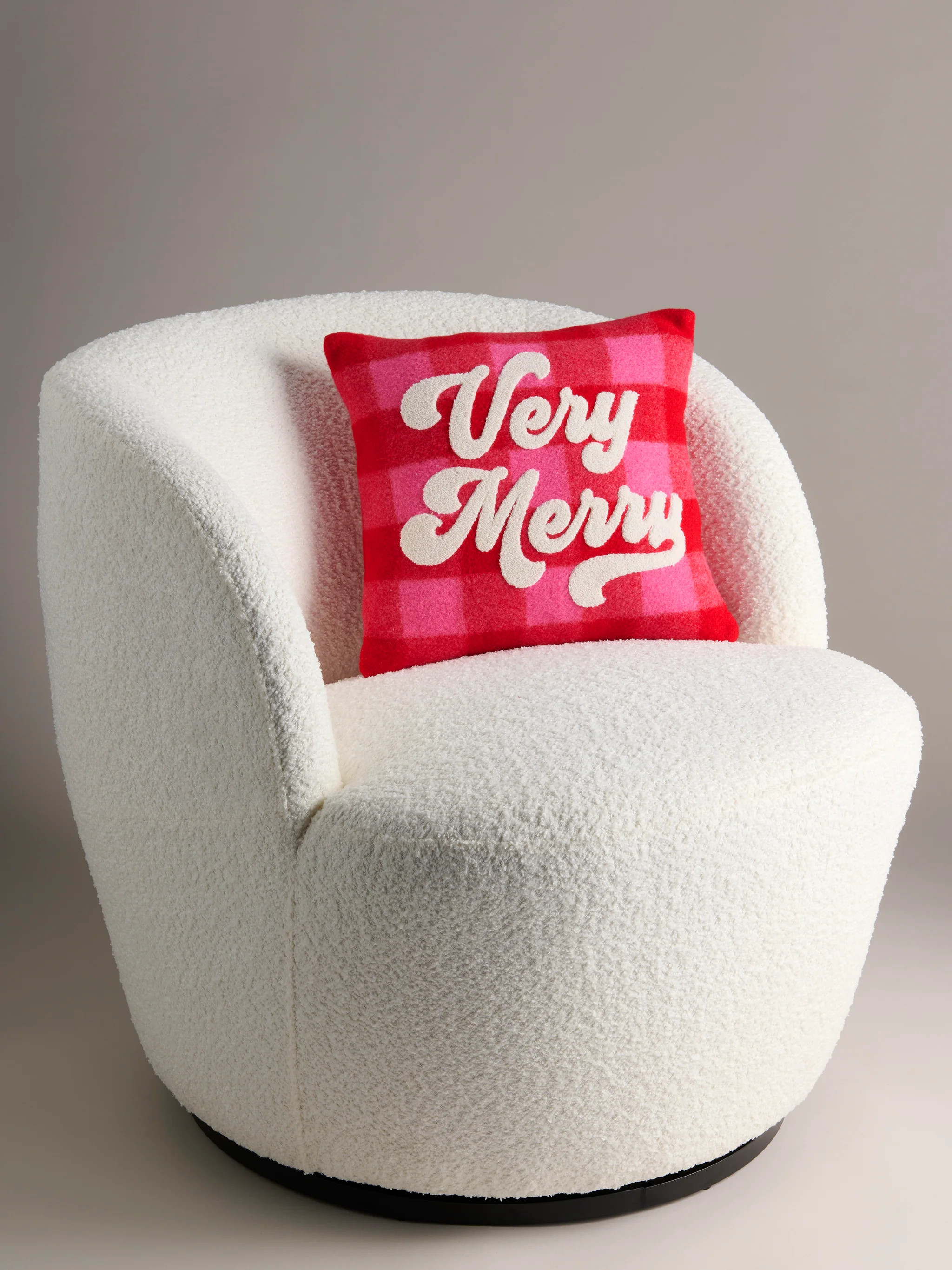 Shiraleah "Very Merry" Plaid Pillow, Red | Shiraleah