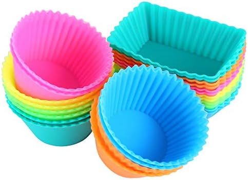 IPOW 24 Pack Silicone Cupcake Baking Cups Reusable Food-Grade BPA Free Non-Stick Muffin Liners Molds | Amazon (US)