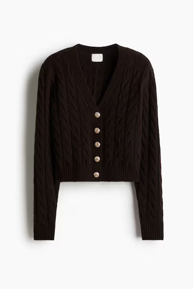 H & M - Cable-Knit Cardigan - Brown | H&M (US + CA)