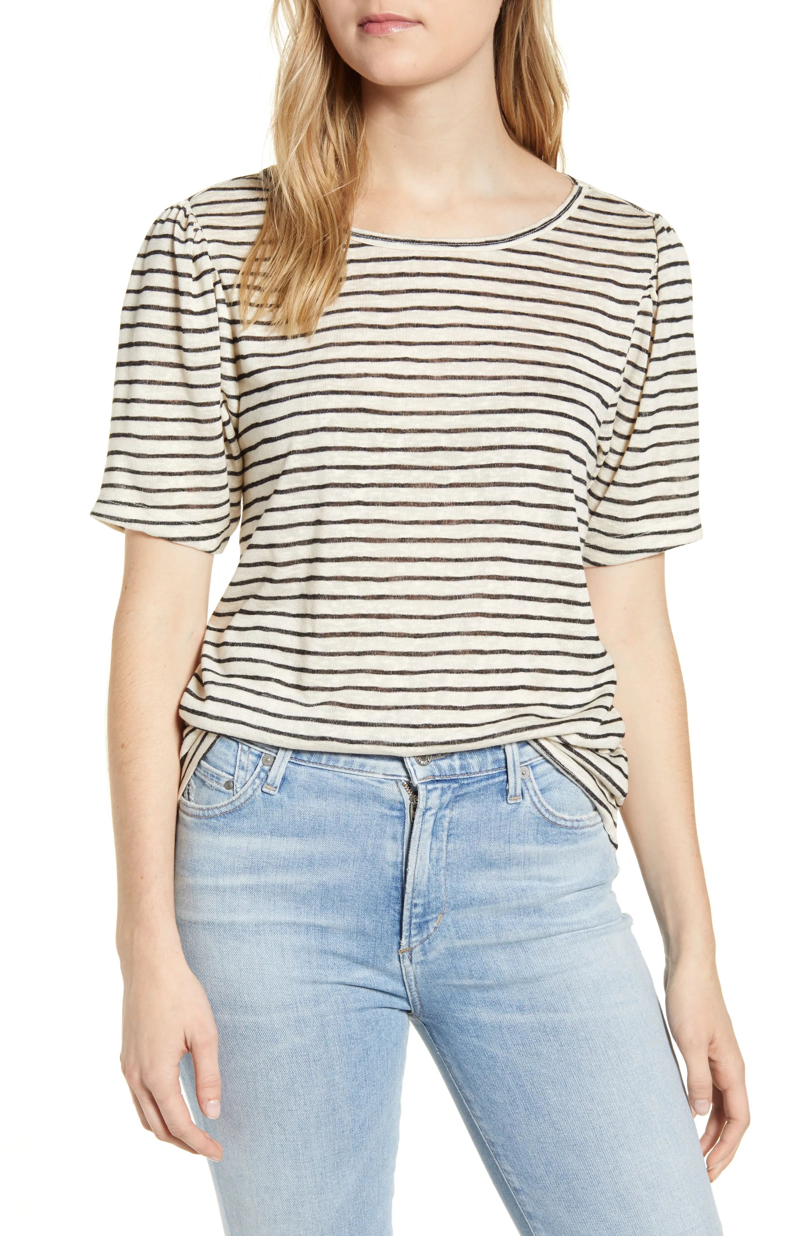 Women's Bobeau Stripe Puff Sleeve T-Shirt | Nordstrom