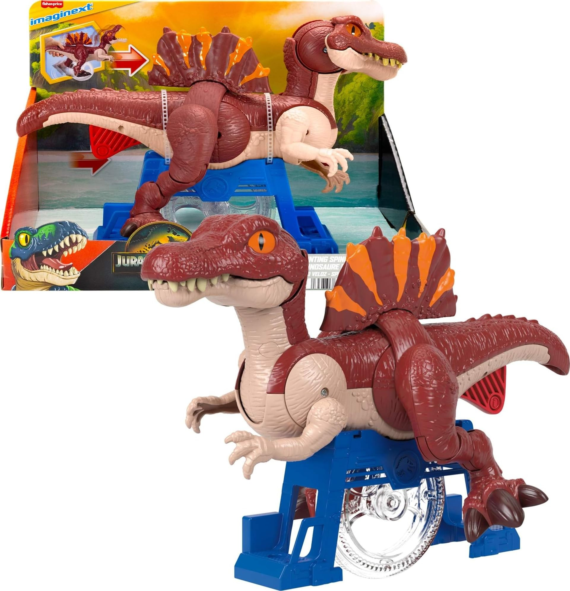 Fisher-Price Imaginext Jurassic World Rebirth Dinosaur Toy, Sprinting Spinosaurus Figure with Lun... | Amazon (US)