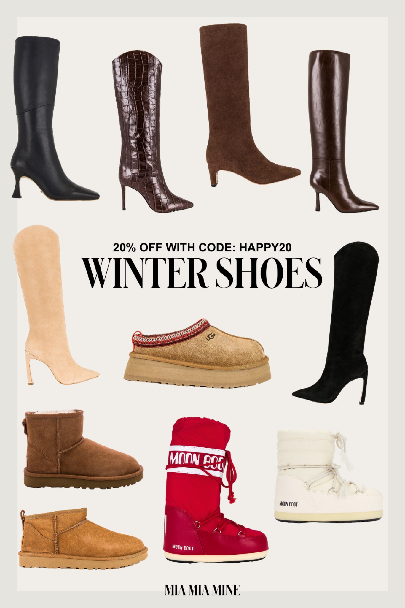 Revolve anniversary sale - save 20% off winter boots
Ugg boots on sale
Ugg slippers on sale
Moon boots on sale 
Knee high boots on sale 

#LTKSeasonal #LTKSaleAlert #LTKShoeCrush