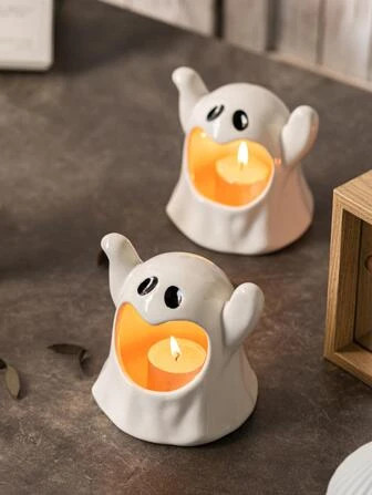 1pc Porcelain Candle Holder, Cartoon Cute Ghost Design Candle Stand For Holiday
         
       ... | SHEIN