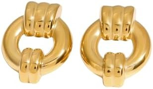 Gold Loop Statement Earrings for Women – Bold Hoop-Inspired Dangle Earrings, Lightweight Modern... | Amazon (US)