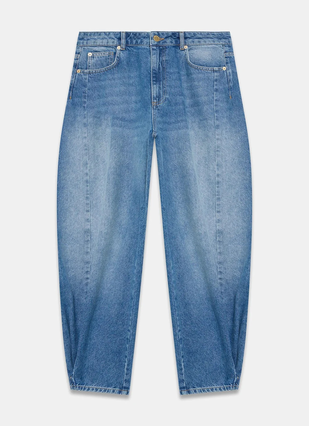 Mid Indigo Balloon Popper Jeans | Mint Velvet