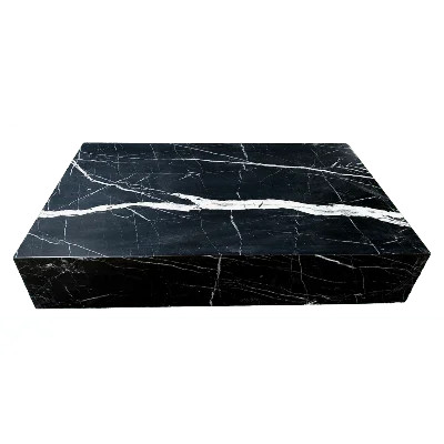 Genuine Marble Block Coffee Table - Black Marble, 54" Extra Large | Wayfair North America