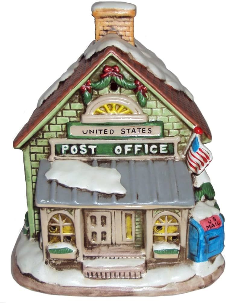 Lefton Colonial Village 1987 Green Post Office House 06343 | Amazon (US)