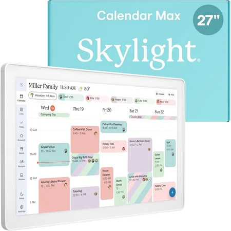 Skylight Calendar Max 27-inch Touchscreen Digital Calendar, All-in-One Family Organizer and Chore Chart, Wall Mountable Planner - Classic White | Walmart (US)