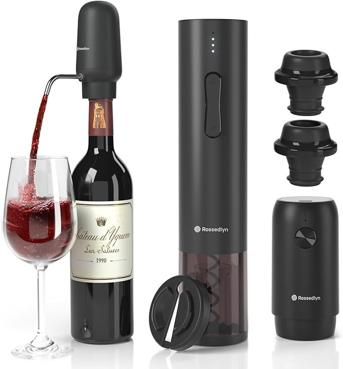 Rechargeable Electric Wine Opener Gift Set - Aerator, Bottle Opener, Foil Cutter, Wine Vacuum Pum... | Amazon (US)