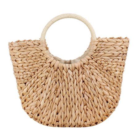 Beach Handbag Fashion Round Handle Ring Beach Straw Bag Tote Bag for Women | Walmart (US)