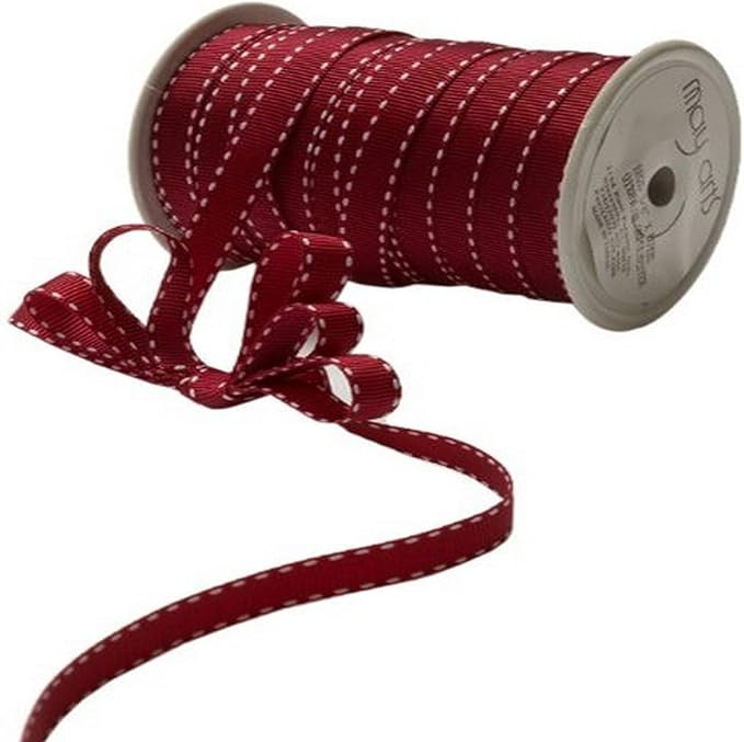 May Arts 3/8-Inch Wide Ribbon, Burgundy Grosgrain | Amazon (US)