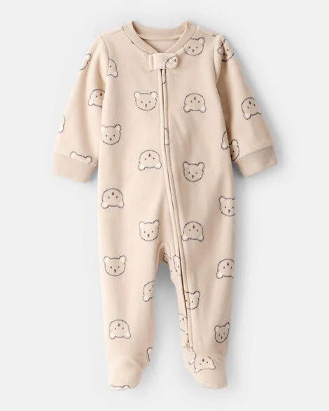 Carter's Baby Boys Boy Bear Fleece 2-Way Zip Sleep & Play Pajamas - Khaki NB Beige | Carter's Inc