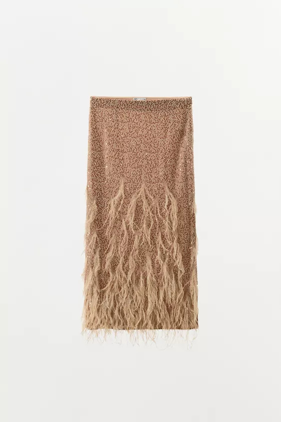 SEQUINNED FEATHER SKIRT | Zara DE