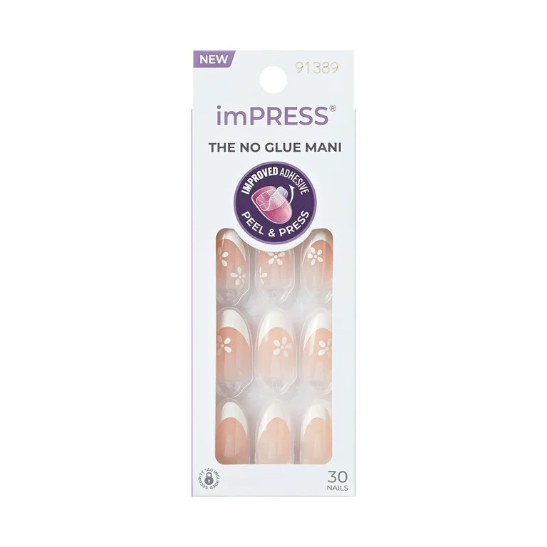 KISS imPRESS French  Press on Nails, Fearless, White, Medium Almond, 30 Count | Walmart (US)