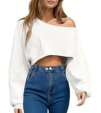 Remidoo Women's Casual Cropped Sweatshirt Long Sleeve Crop Top Crewneck Pullover Shirt | Amazon (US)