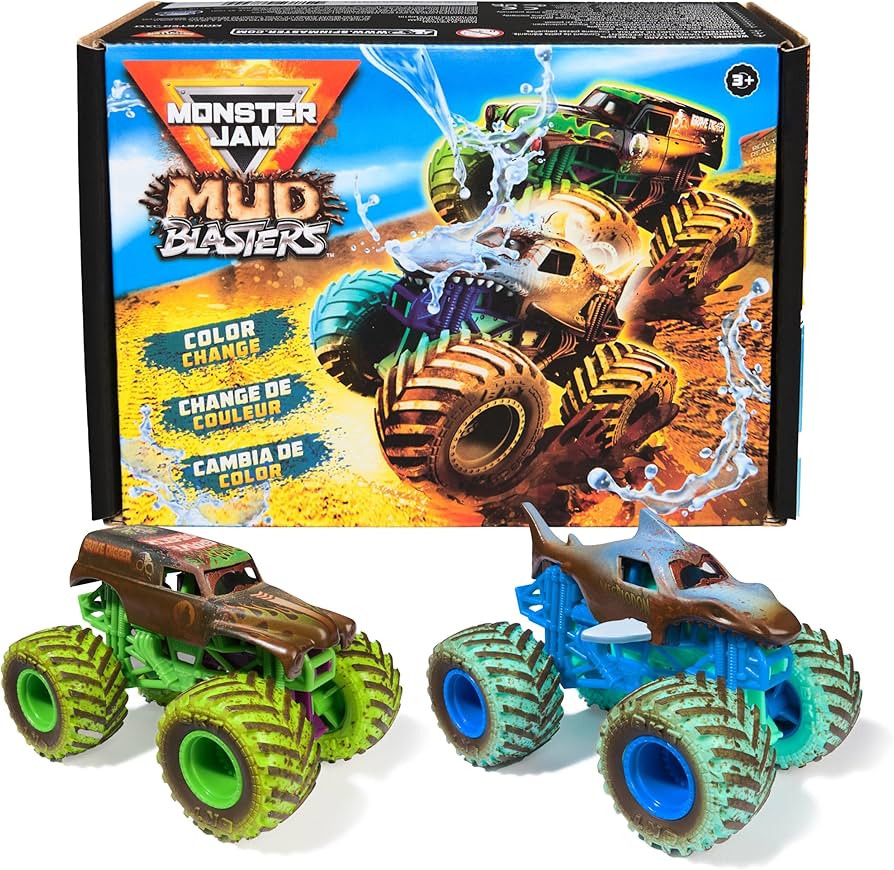 Monster Jam Mud Blasters, Grave Digger and Megalodon Color Changing Trucks 2-Pack, 1:64 Die Cast ... | Amazon (US)