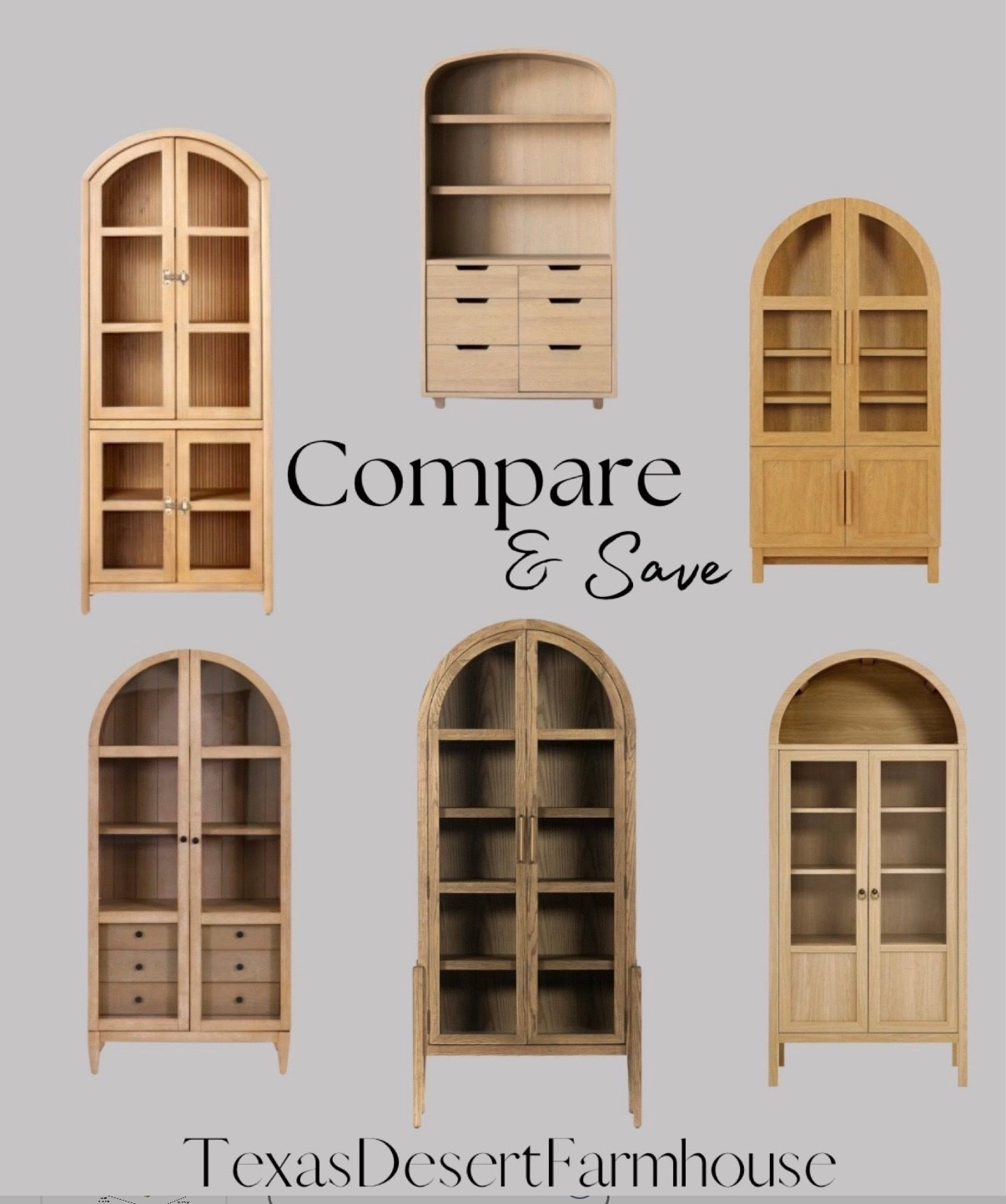 All of these arched cabinets are great, but there is a wide difference in prices. Are you team splurge or team save? If I had to pick from these, I’d go with the Better Homes & Gardens cabinet below. It’s such a great piece for the price. 

Better Homes & Gardens Juliet Kitchen Rounded Solid Wood Frame Arc Cabinet, Light Honey Finish

Modway Tessa Arched 71" Tall Storage Display Cabinet in Oak Wood Grain

#cabinet #archedcabinet #curiocabinet #decorativecabinet #homedecor #homeinterior #furniture #woodcabinet #oakcabinet #LTKStyleTip #LTKFamily#LTKGiftGuide 

#LTKKids #LTKHome #LTKmomlife