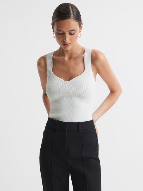 Sweetheart Neck Top in White | Reiss DE